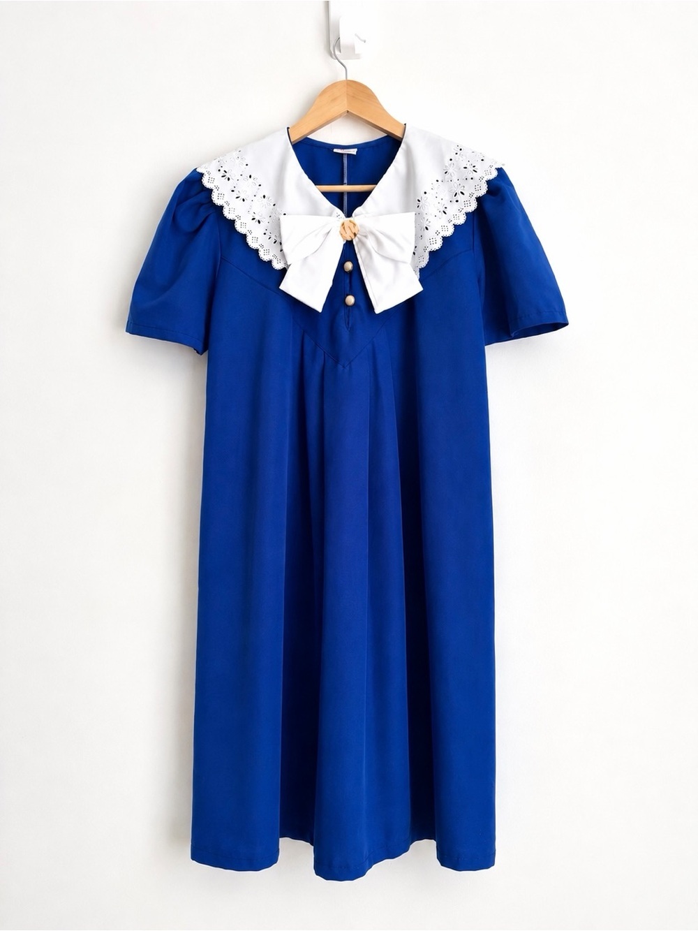 Vintage 1980s Bow Collar Dress - Kawaii Anime Academia - Size M